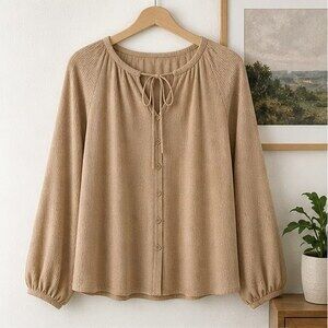 Camel Puff Sleeve Top